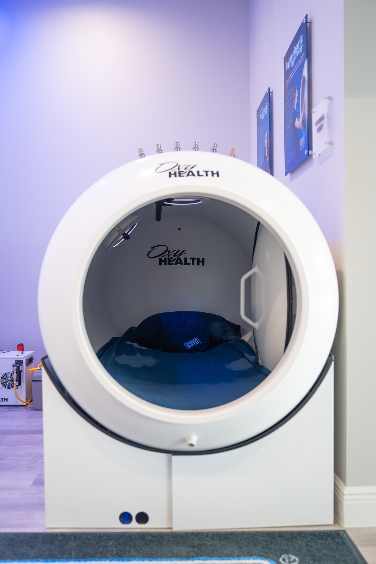 Patient relaxing in hyperbaric oxygen chamber for enhanced healing