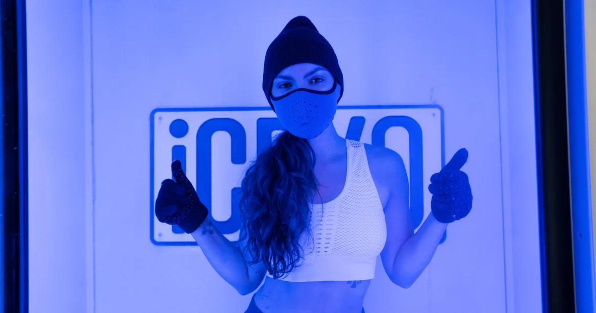 Energized client after a whole-body cryotherapy session at iCRYO South Jordan